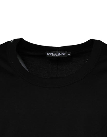 Dolce & Gabbana Black Cotton Round Neck Sleeveless T-shirt