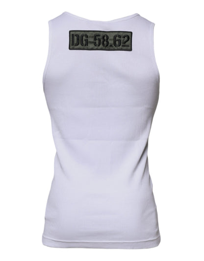 Dolce & Gabbana White Cotton Round Neck Sleeveless T-shirt