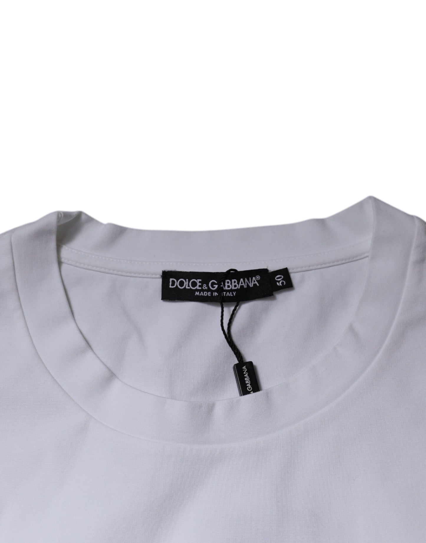 Dolce & Gabbana White DG Logo Cotton Crew Neck T-shirt