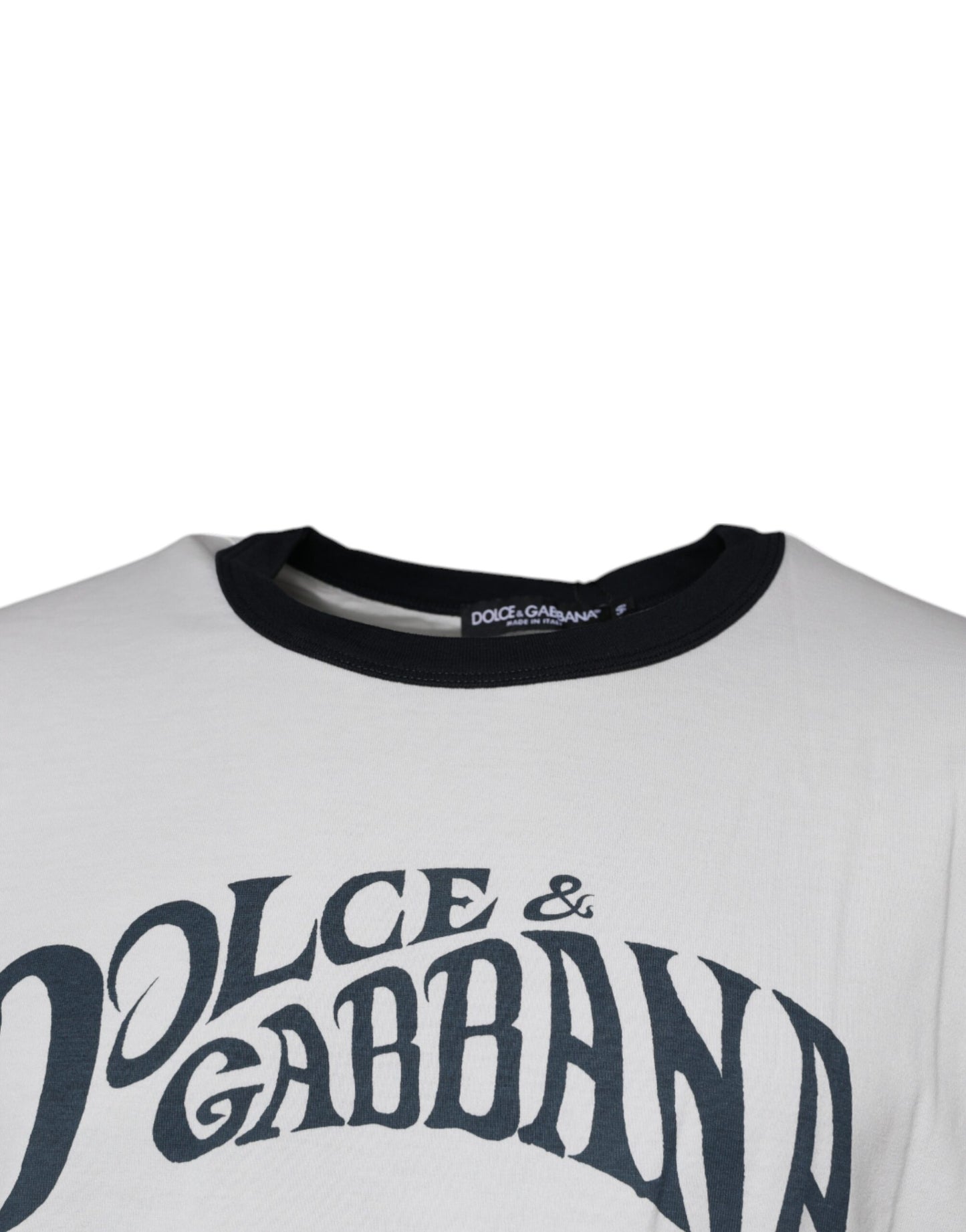 Dolce & Gabbana White Graphic Print Cotton Crew Neck T-shirt