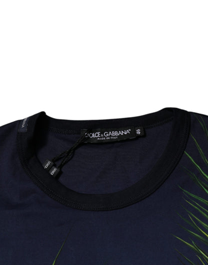 Dolce &amp; Gabbana – Kurzärmliges T-Shirt mit Rundhalsausschnitt und Baumdruck in Blau