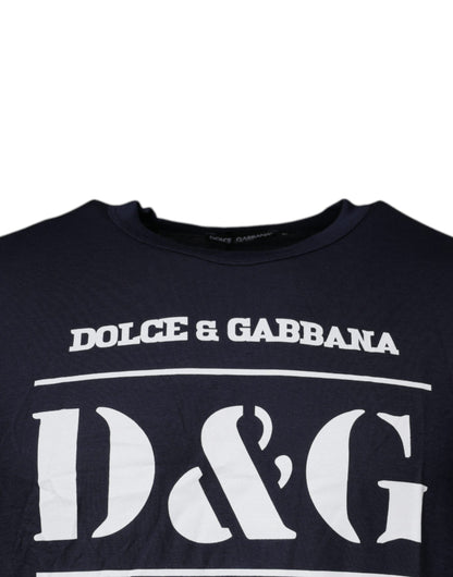 Dolce &amp; Gabbana - Blaues D&amp;G King Of Love-T-Shirt aus Baumwolle mit Rundhalsausschnitt