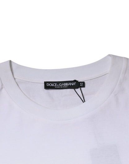 Dolce &amp; Gabbana Weißes DG Milano Baumwoll-T-Shirt mit Rundhalsausschnitt