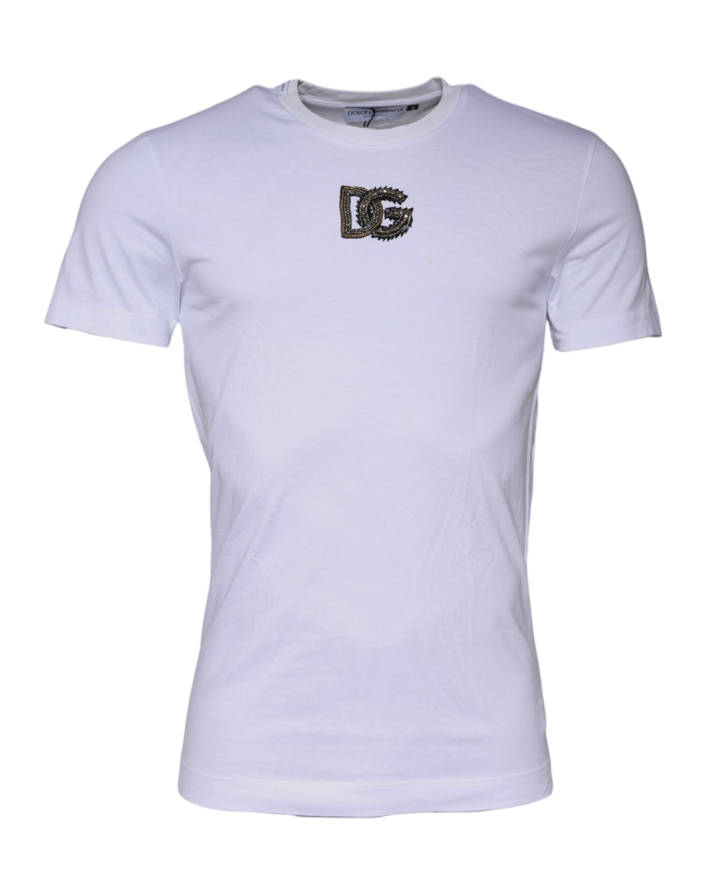 Dolce & Gabbana White DG Logo Cotton Crew Neck T-shirt