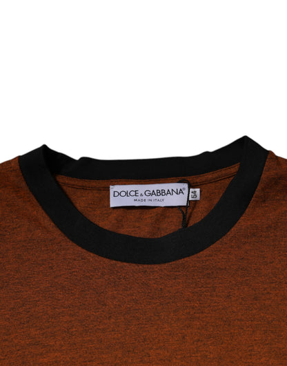 Dolce &amp; Gabbana – Braunes T-Shirt aus Baumwolle mit Rundhalsausschnitt und DG-Logo