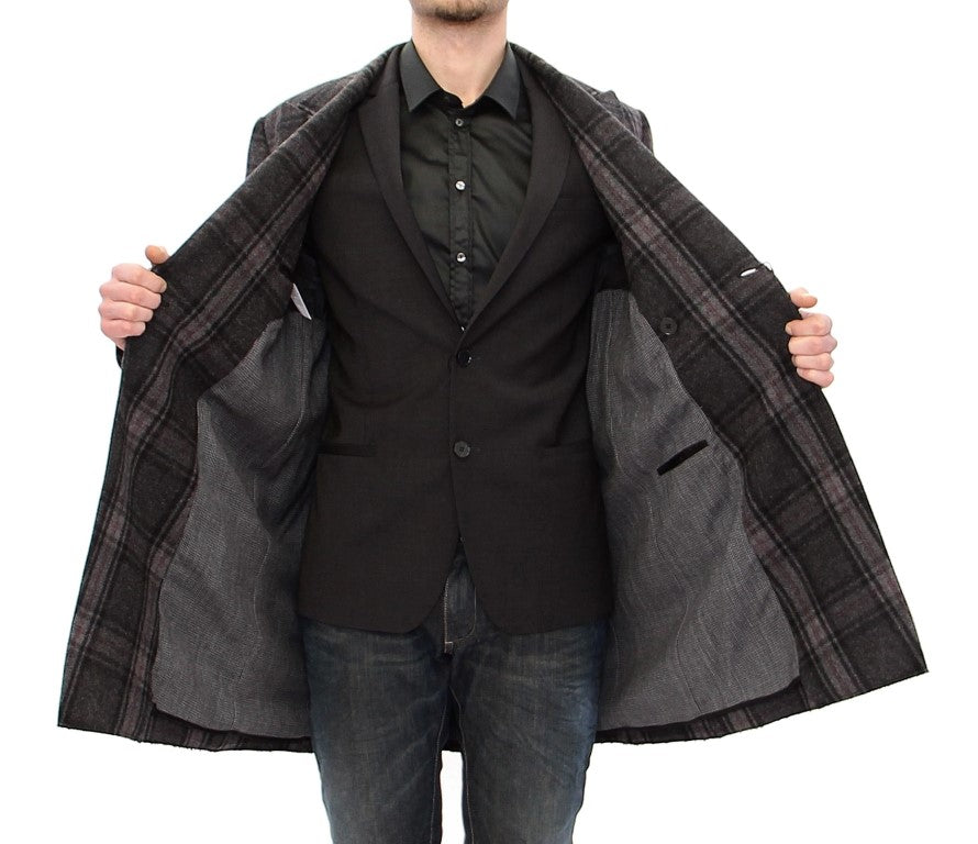 Veste manteau grise à double boutonnage