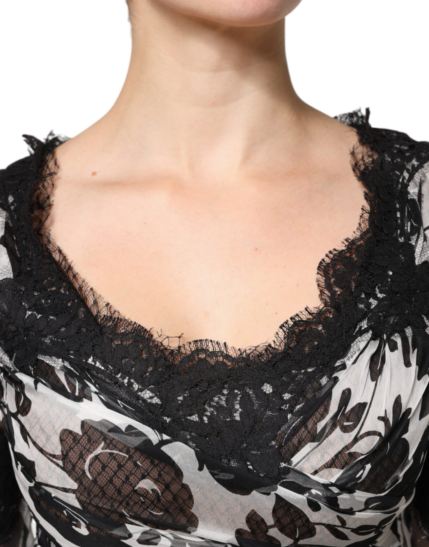 Dolce & Gabbana Black Silk Floral Lace Ricamo Ball Maxi Dress