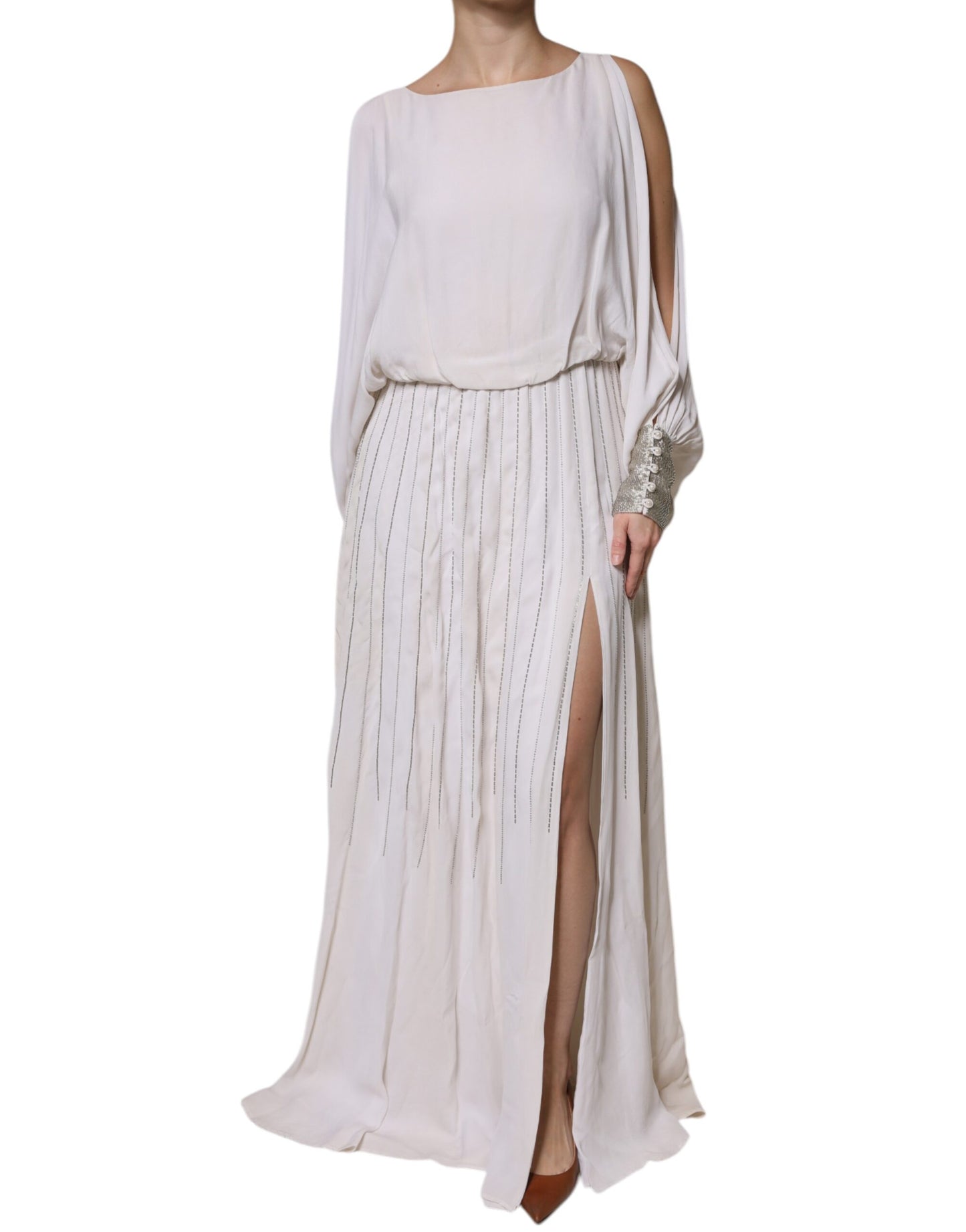 Christian Pellizzari Off White Embellished Long Maxi Dress