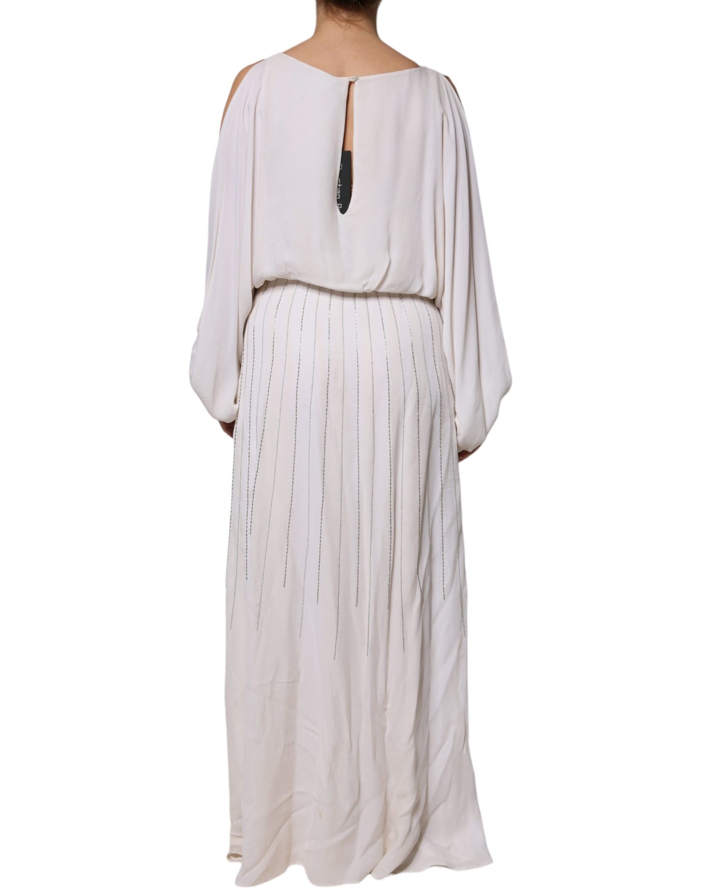 Christian Pellizzari – Langes, verziertes Maxikleid in Off-White