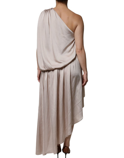 Christian Pellizzari – Asymmetrisches Drapiertes Kleid mit One-Shoulder-Träger in Beige