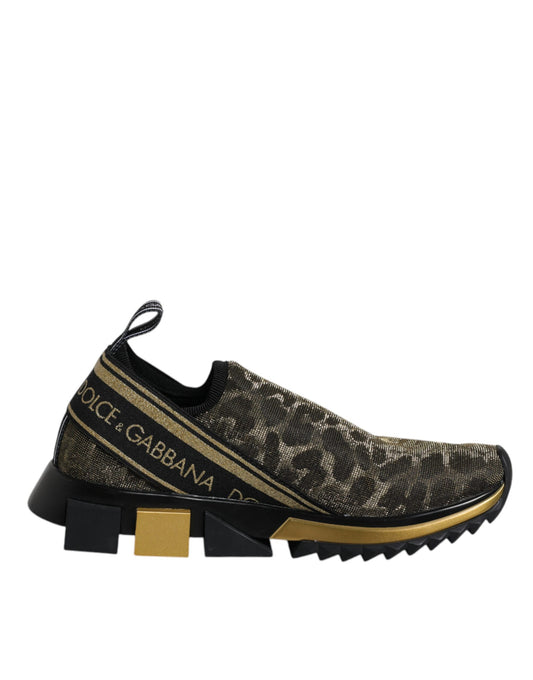 Dolce &amp; Gabbana – Sorrento – Sneaker mit Glitzer und Leopardenmuster in Gold