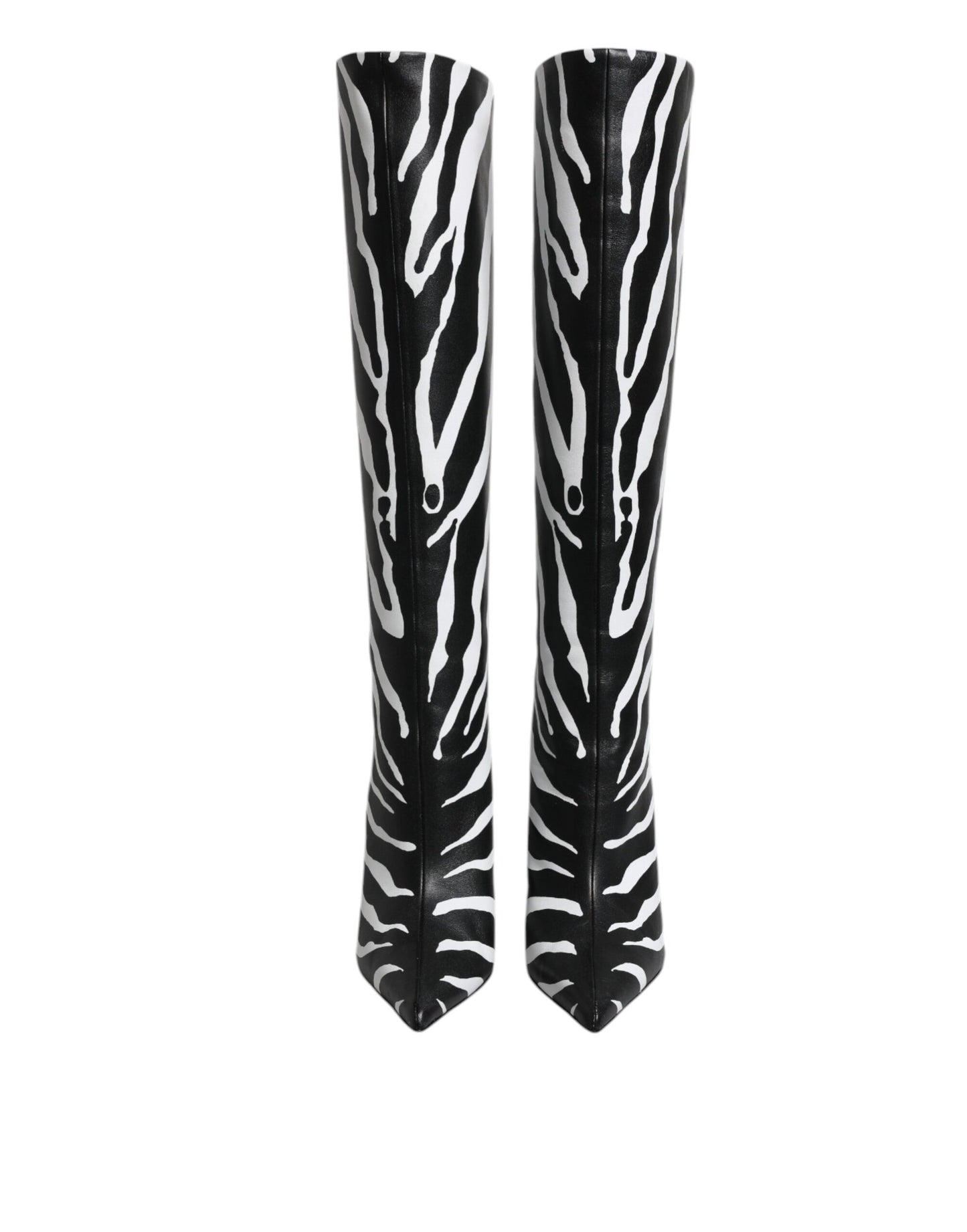 Dolce &amp; Gabbana Schwarz Weiß Zebra Heels Hohe Stiefel Schuhe