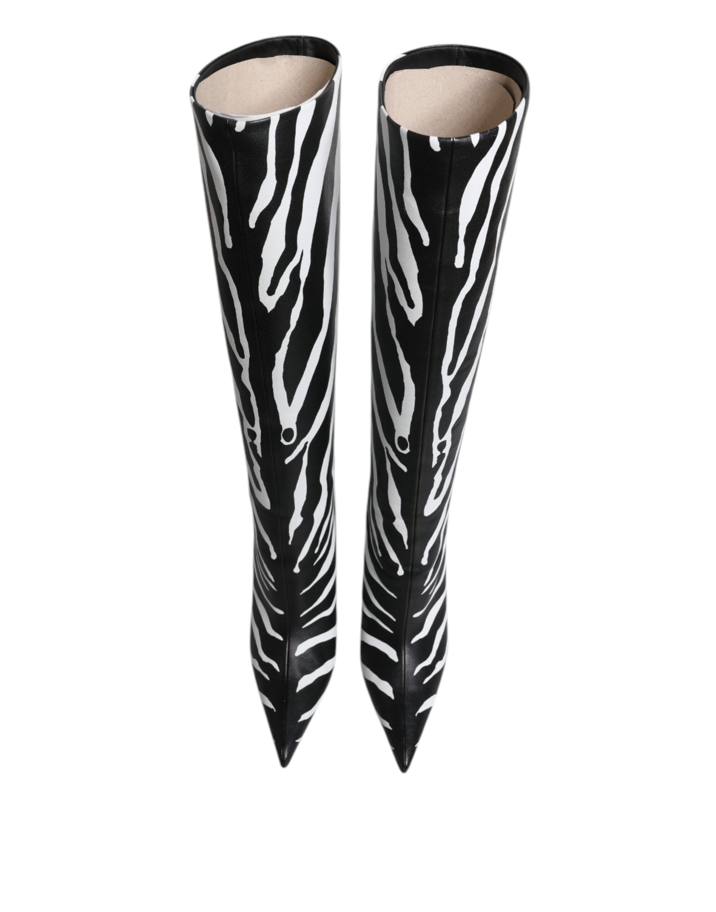 Dolce &amp; Gabbana Schwarz Weiß Zebra Heels Hohe Stiefel Schuhe