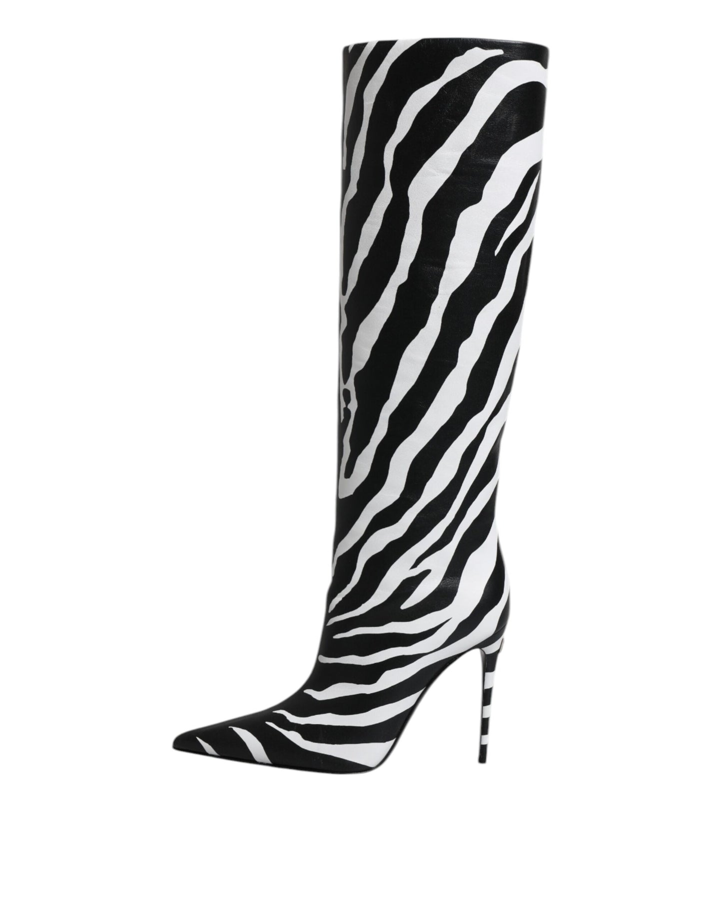 Dolce &amp; Gabbana Schwarz Weiß Zebra Heels Hohe Stiefel Schuhe