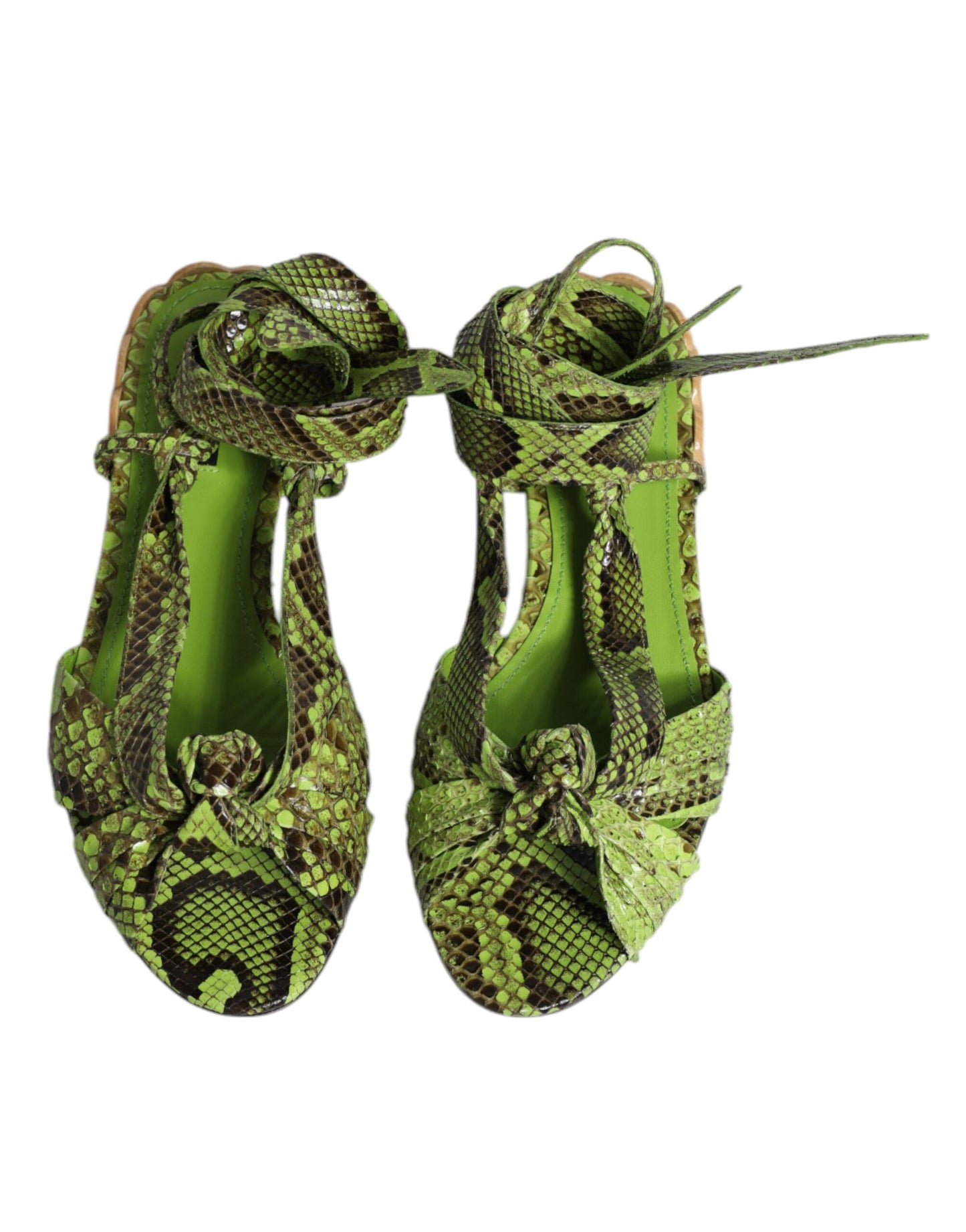 Dolce &amp; Gabbana Grüne Sandalen mit Knöchelriemen und Tiermuster