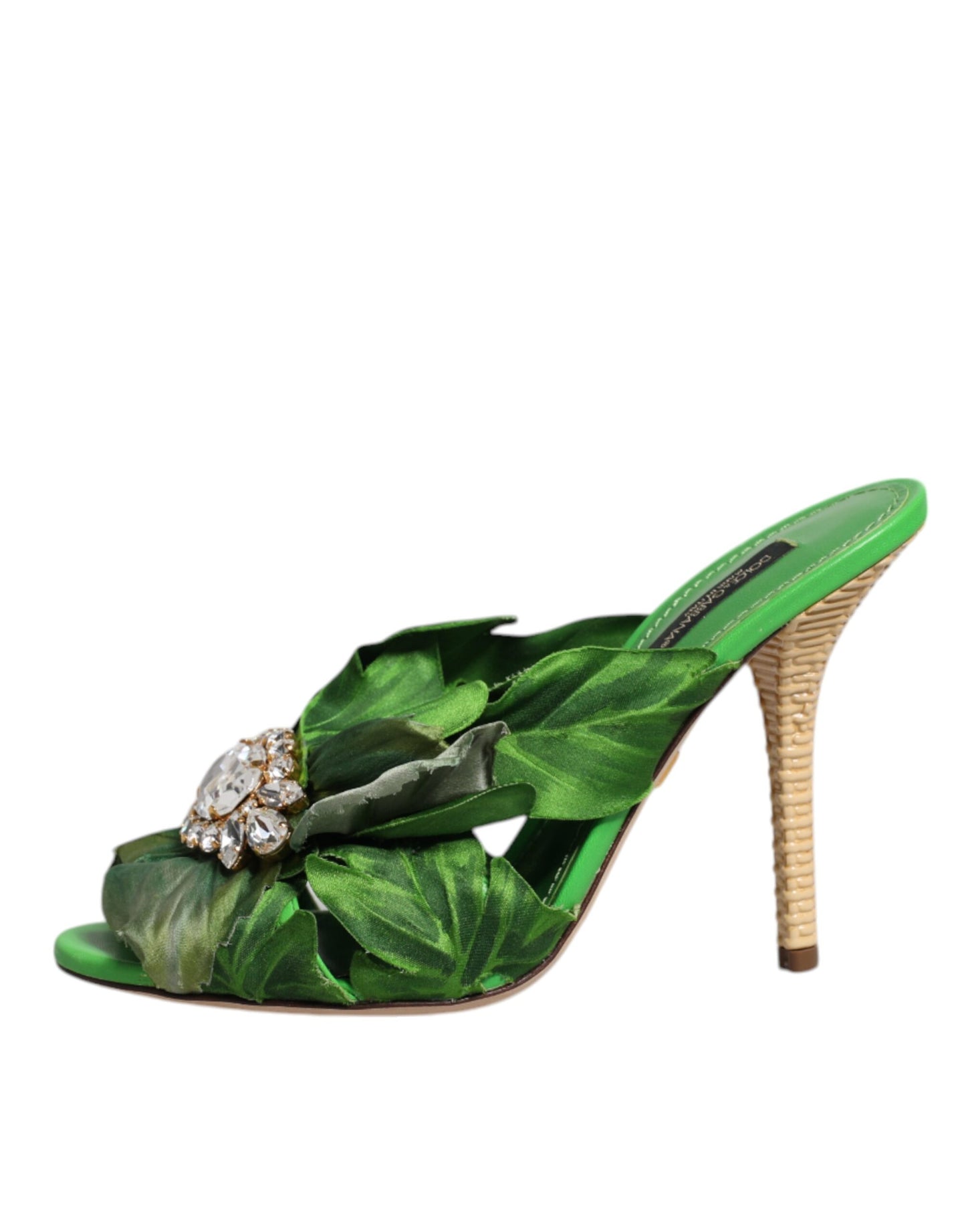 Dolce &amp; Gabbana Grüne Kristall-Slipper KEIRA Sandalen