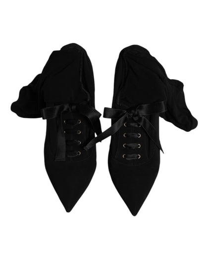 Dolce &amp; Gabbana – Schwarze Stiefel mit Stilettoabsatz und mittelhohem Absatz