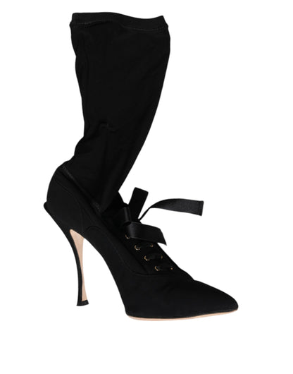 Dolce &amp; Gabbana – Schwarze Stiefel mit Stilettoabsatz und mittelhohem Absatz