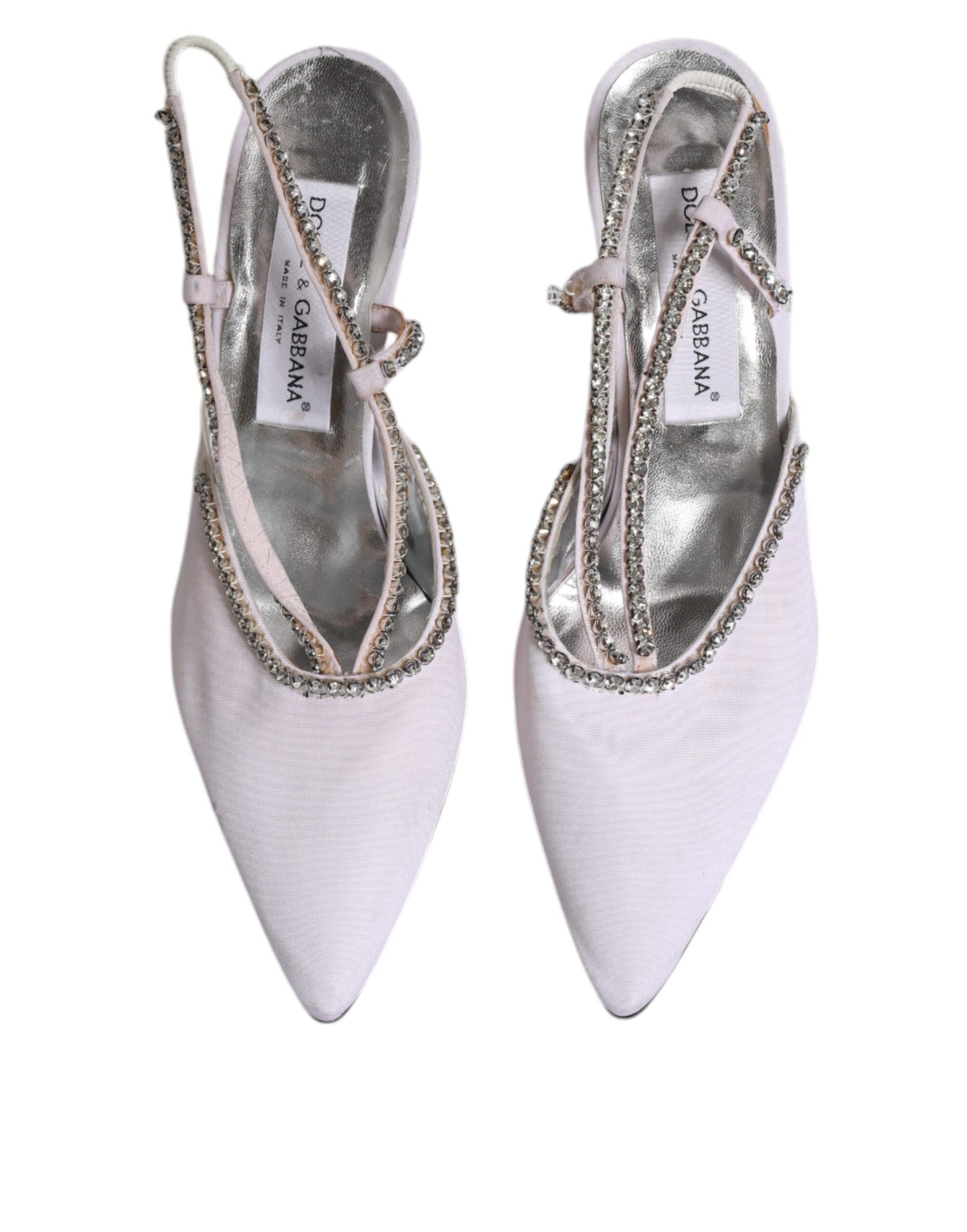 Dolce & Gabbana White Strass Crystal Slingbacks Pumps Shoes