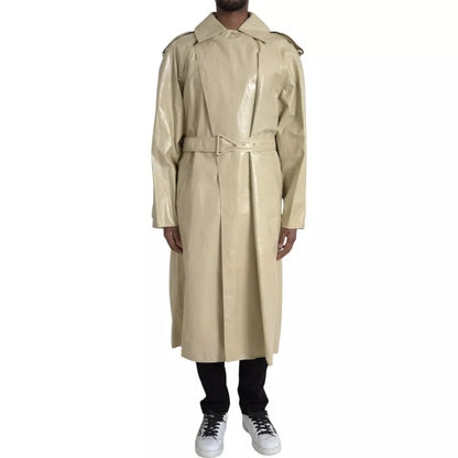 Bottega Veneta – Trenchcoat-Jacke aus beigefarbenem Lammleder