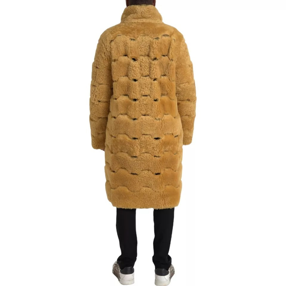 Bottega Veneta Yellow Wool Long Teddy Coat Jacket