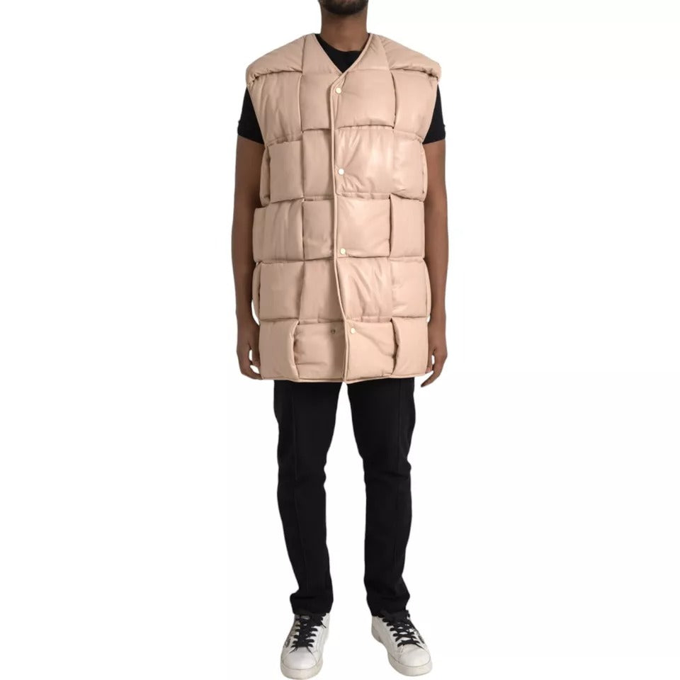 Bottega Veneta Beige gesteppte ärmellose Jacke aus Kalbsleder