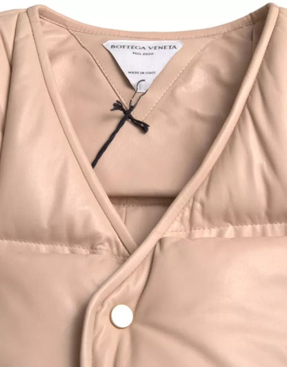 Bottega Veneta Beige gesteppte ärmellose Jacke aus Kalbsleder