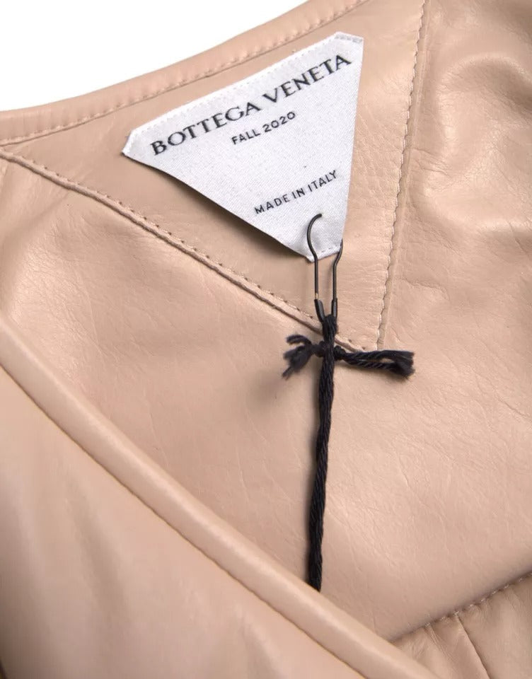 Bottega Veneta Beige gesteppte ärmellose Jacke aus Kalbsleder