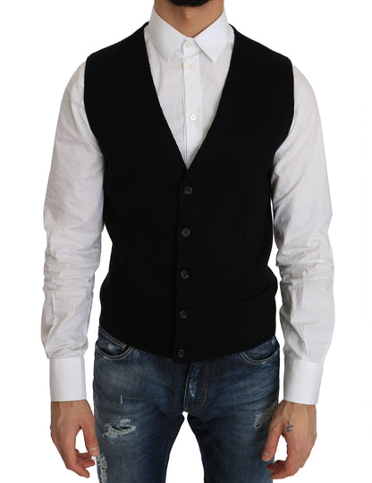 Gilet intrecciato in cotone nero