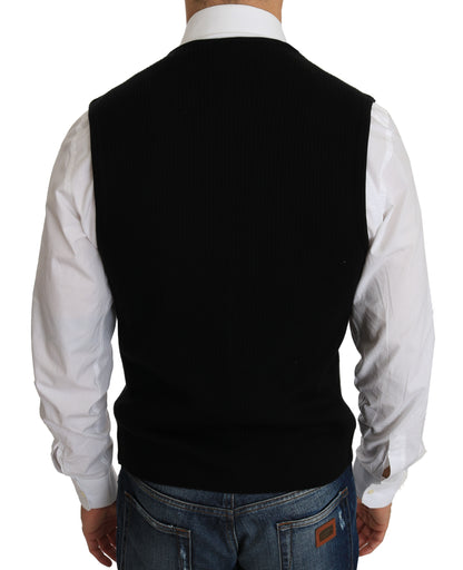 Gilet intrecciato in cotone nero