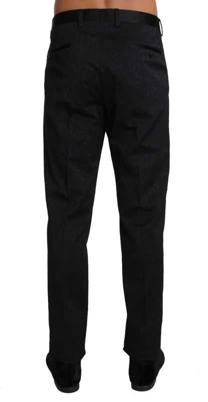 Pantalon formel en brocart de coton noir