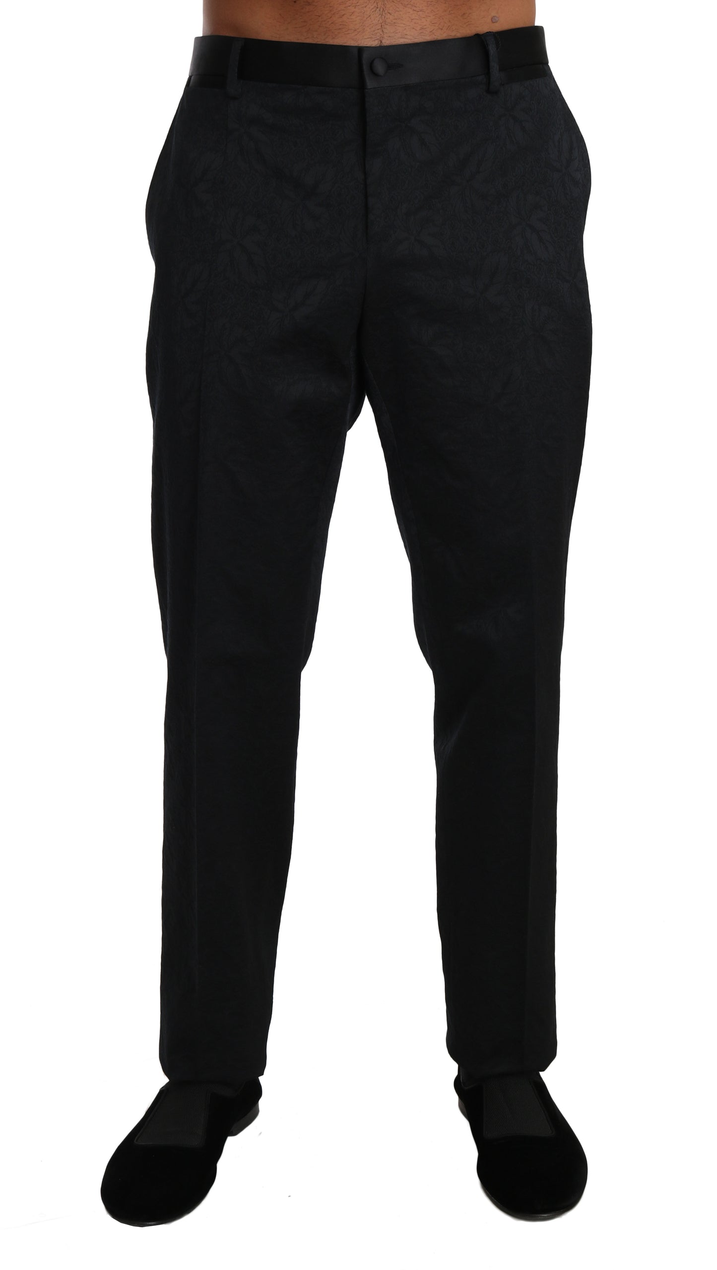 Pantalon formel en brocart de coton noir