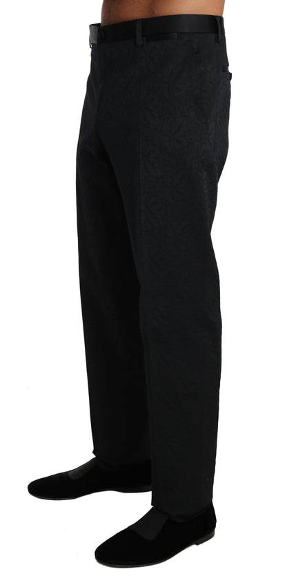 Pantalon formel en brocart de coton noir