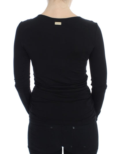 Maglione a maniche lunghe elasticizzato nero