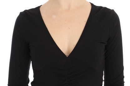 Maglione a maniche lunghe elasticizzato nero