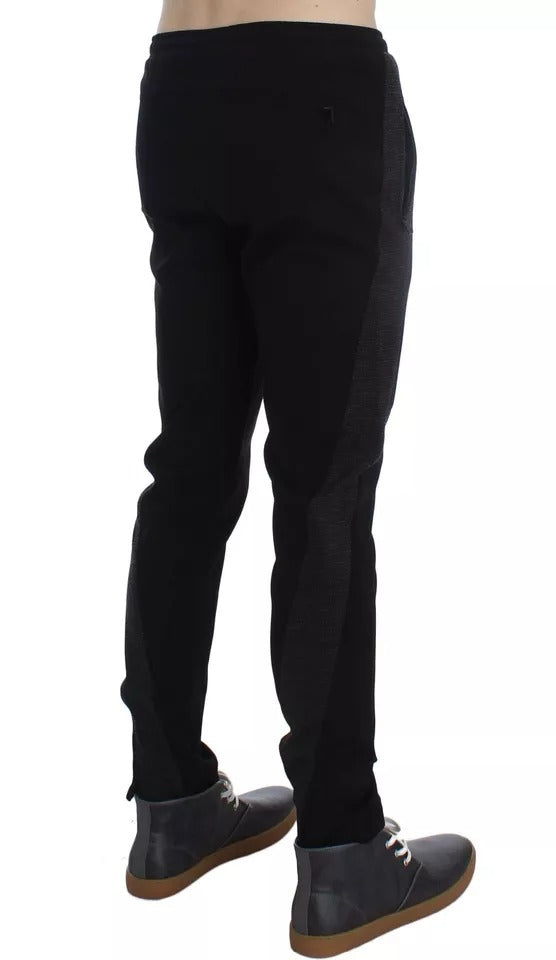 Dolce & Gabbana Black Gray Wool Casual Trousers Stripe Pants