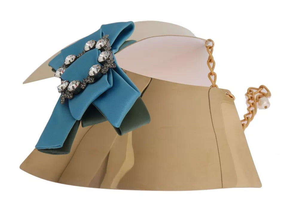 Dolce & Gabbana Gold Bow Crystal Embellished Runway Collar Necklace