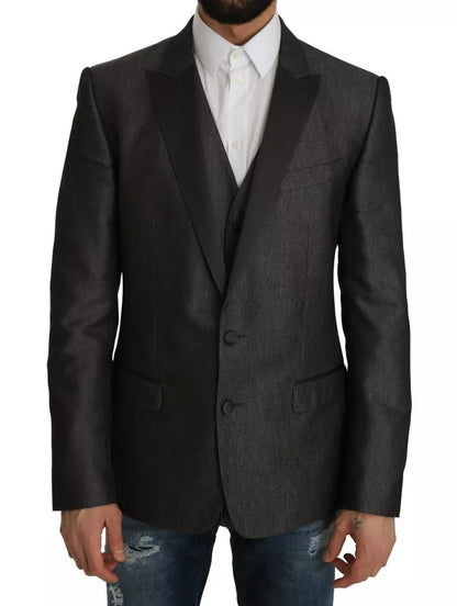 Dolce &amp; Gabbana Grau MARTINI 2-teiliger Weste-Mantel-Blazer