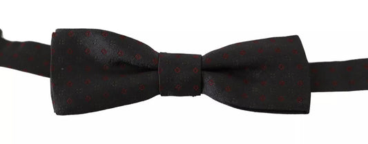 Dolce & Gabbana Gray Dotted Silk Adjustable Neck Bow Tie