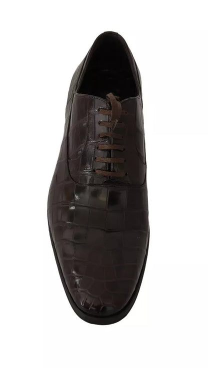 Dolce & Gabbana Brown Patterned Leather Dress Formal Shoes