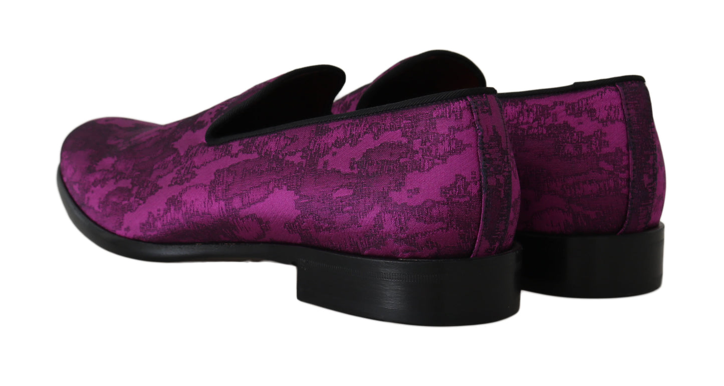 Lilafarbene Jacquard-Loafer, formelle Schuhe