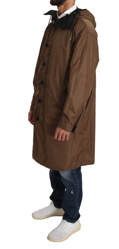 Imperméable réversible à capuche noir et marron