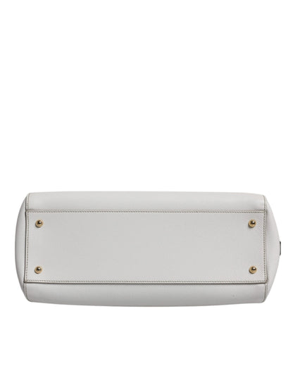 Dolce & Gabbana White Leather Logo Top Handle Tote Crossbody Bag