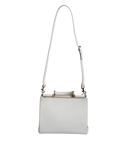 Dolce & Gabbana White Leather Logo Top Handle Tote Crossbody Bag