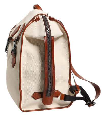 Dolce &amp; Gabbana Reiserucksack aus Canvas und Leder in Beige/Braun