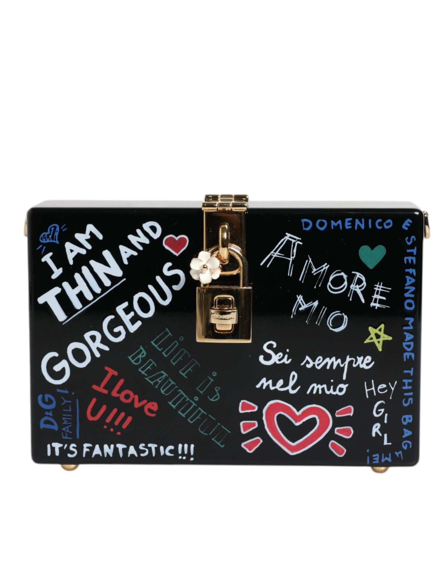 Dolce &amp; Gabbana – Schwarze Clutch mit Graffiti-Print