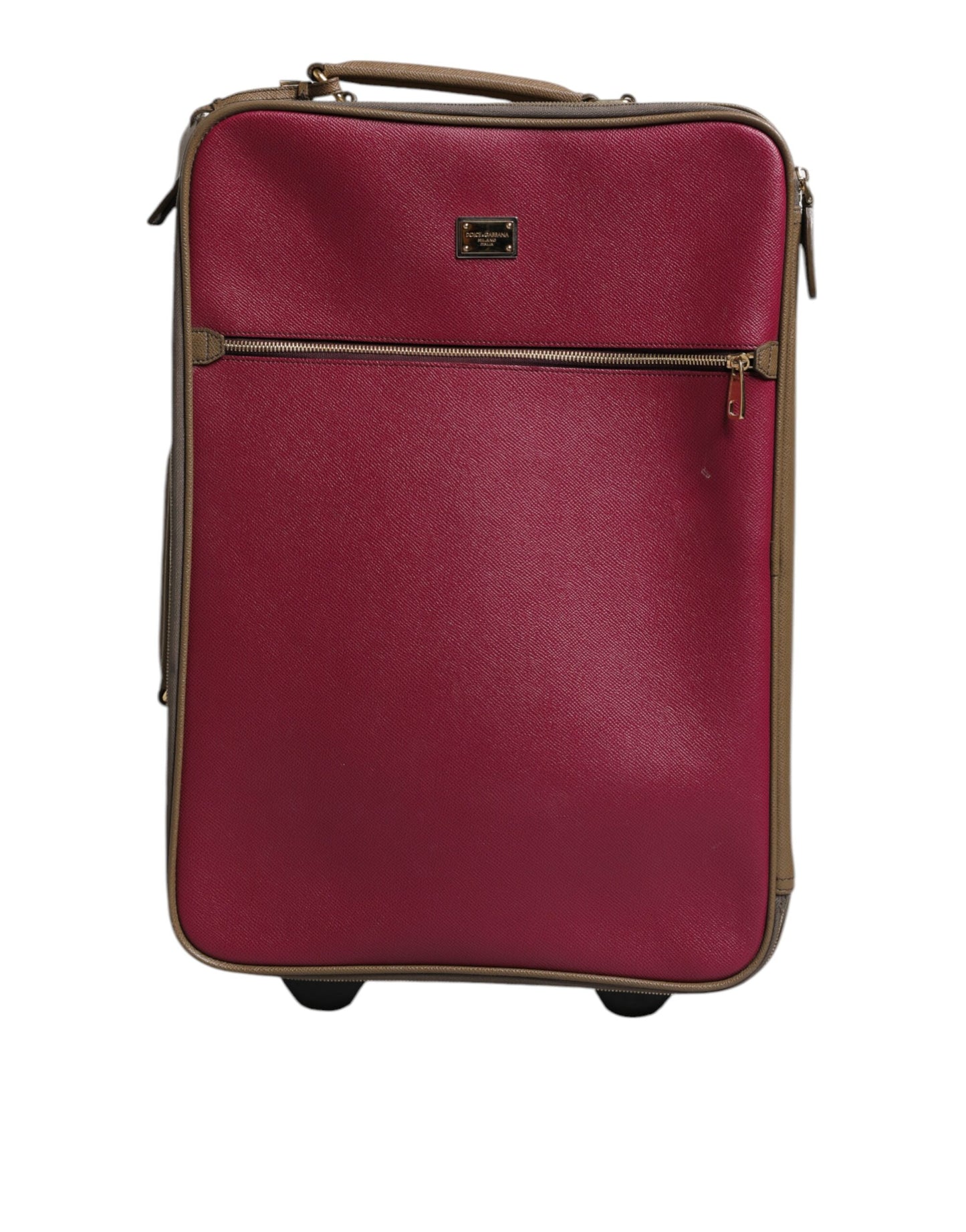 Dolce &amp; Gabbana Fuchsia Khaki Leder Trolley Reisetasche mit Rollen