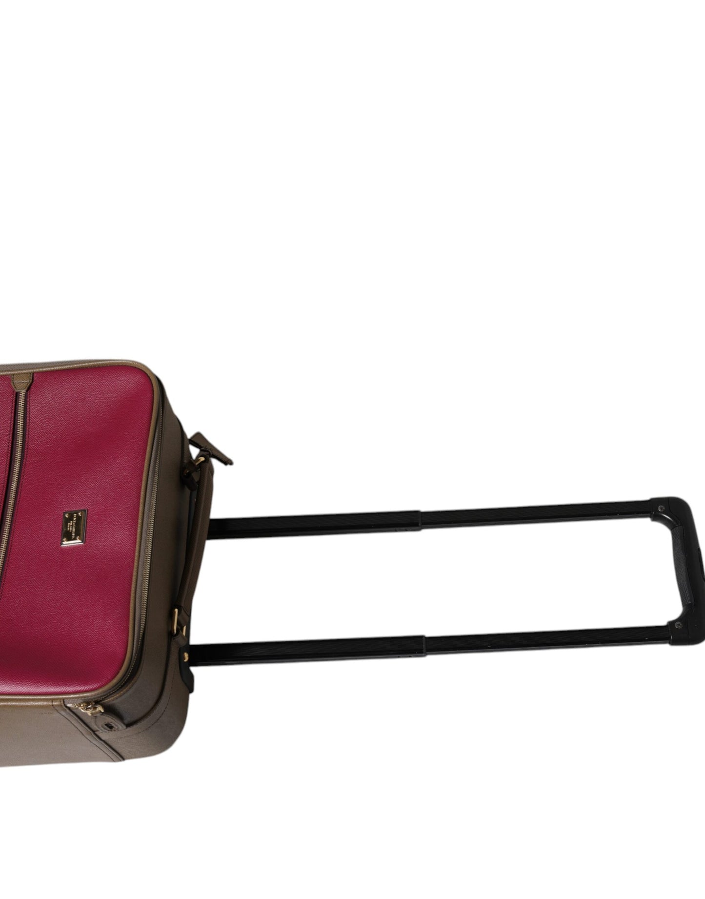 Dolce &amp; Gabbana Fuchsia Khaki Leder Trolley Reisetasche mit Rollen