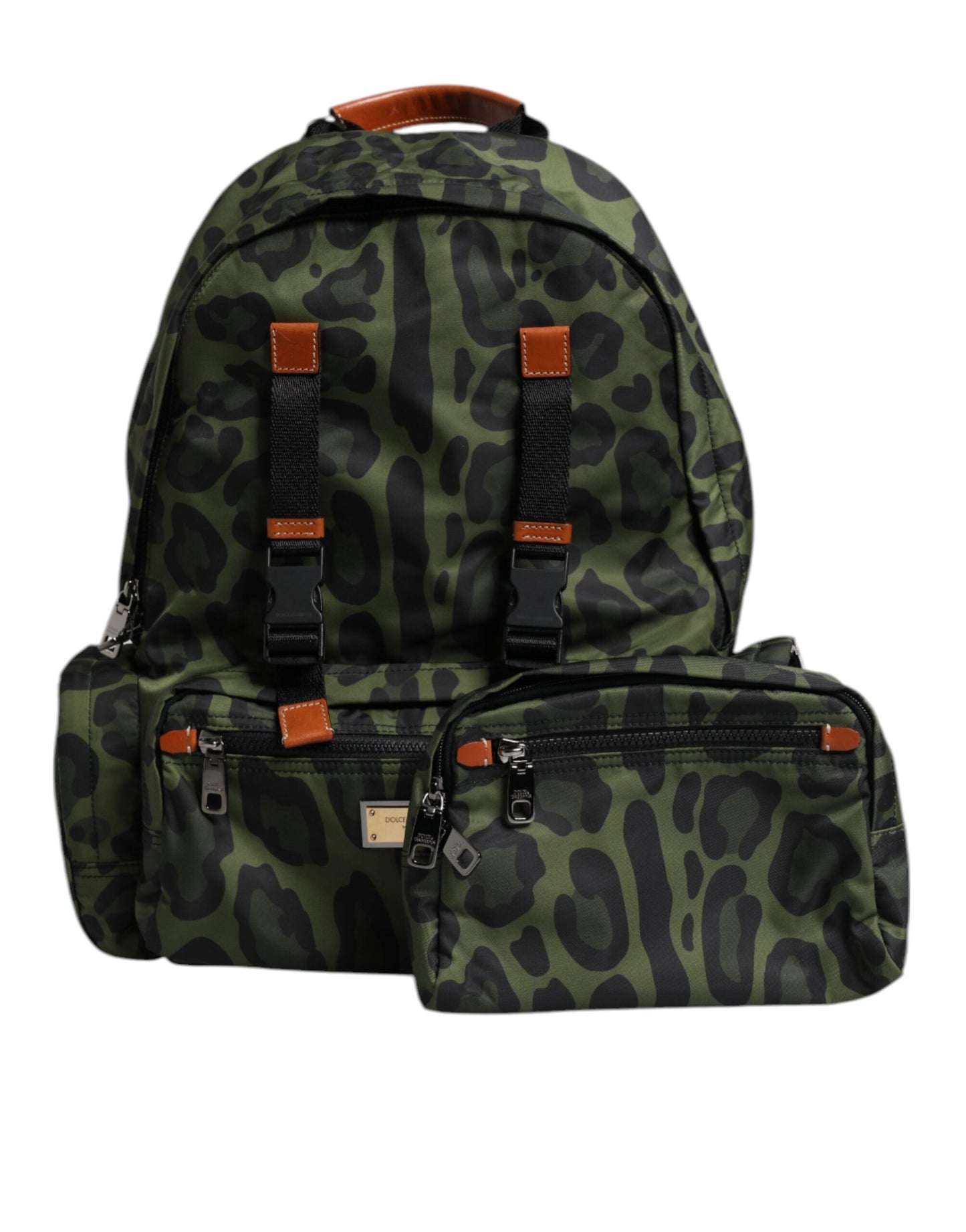 Dolce & Gabbana Green Leopard Nylon Travel Back Pack Bag