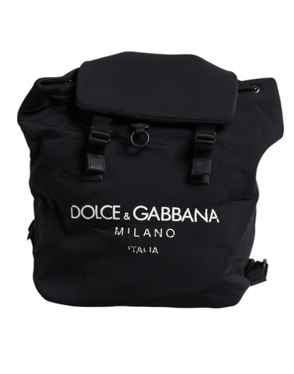 Dolce & Gabbana Black Neoprene Nylon DG Logo School Backpack Bag